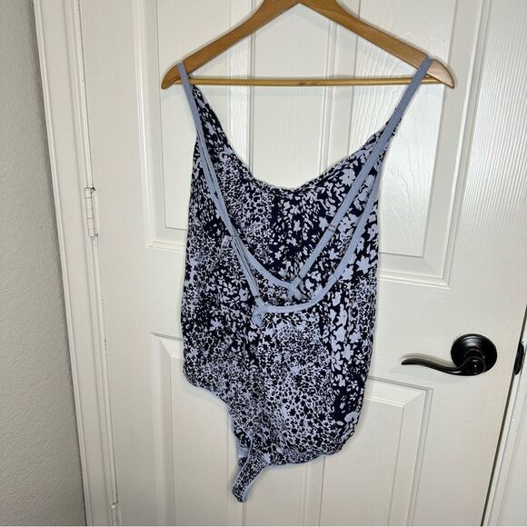 Intimately Free People Blue Floral Print Criss Cross Back Be Kind Bodysuit Sz L - Picture 4 of 9